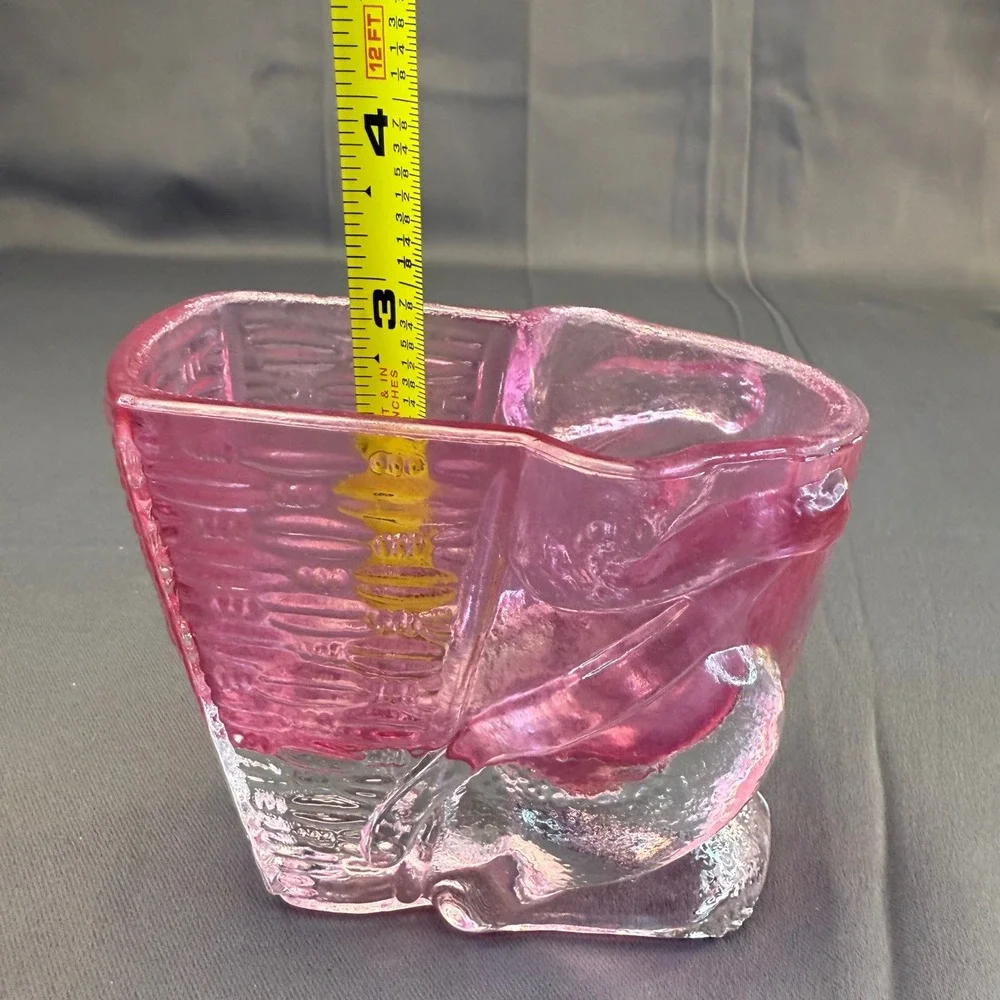 Vintage Pink Glass Bunny Rabbit Basket Candy Dish Heavy Easter Cottagecore Decor